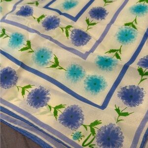 Vintage 1950s Vera Neumann Blue And White Floral Scarf